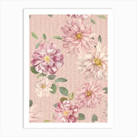 Vintage Pink Dahlias Art Print