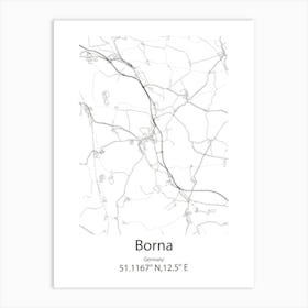 Borna,Germany Minimalist Map Art Print