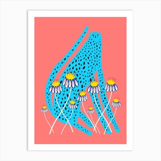Cheetah Blue 2 Art Print