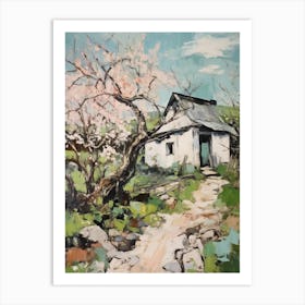 Small Cottage Countryside Farmhouse Painting With Trees 1 Art Print