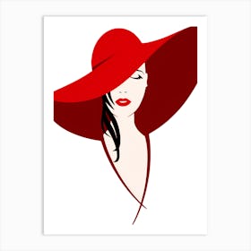Woman In Red Hat Art Print