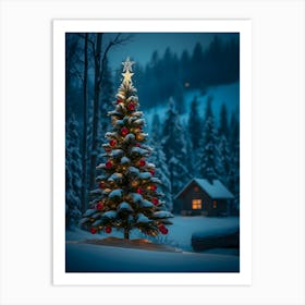 Christmas Tree In The Snow 5 Art Print