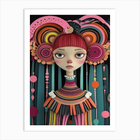 Girl With Colorful Hair 1 Art Print