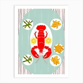 Lobster On A Plate Art Print