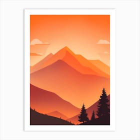 Misty Mountains Vertical Composition In Orange Tone 379 Art Print