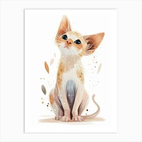 Sphynx Cat Clipart Illustration 4 Art Print
