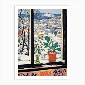 The Windowsill Of Bergen   Norway Snow Inspired By Matisse 4 Art Print