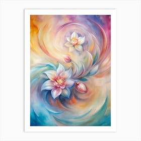 Lotus Flower Watercolor Painting Art Print