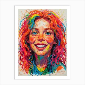 Young Girl With Colorful Hair Art Print