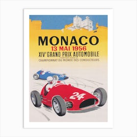 Monaco Grand Prix Automobile Vintage Poster Art Print