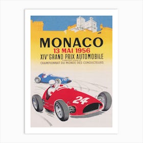 Monaco Grand Prix Automobile 1956 Vintage Poster Art Print