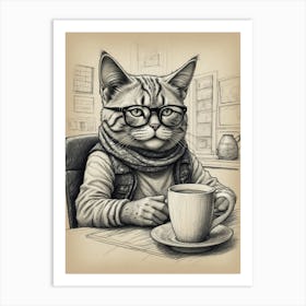 Cat With Glasses Canvas Print Art Print