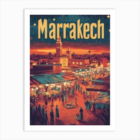 Aihrgdesign A Classic 1960s Travel Poster For Marrakech 4 Art Print