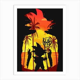 Anime Negative Space ― Son Goku Sunset Art Print