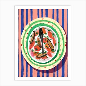 A Plate Of Stuffed Peppers,, Top View Food Illustration 4 Art Print