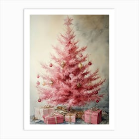 Pink Christmas Tree 3 Art Print