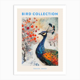 Peacock In A Winter Setting Painting 2 Poster Art Print