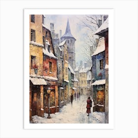 Vintage Winter Painting Tallinn Estonia 3 Art Print