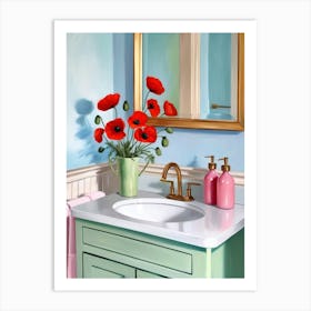 Poppies In Bathroom Art Print