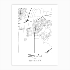 Qiryat Ata,Israel Minimalist Map Art Print