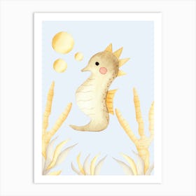 Golden Seahorse Art Print