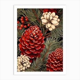 William Morris Style Pinecones 3 Art Print