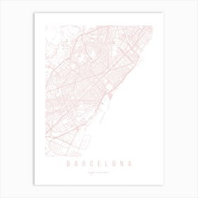 Barcelona Spain Light Pink Minimal Street Map Art Print