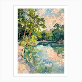 Barton Springs Pool Austin Texas Oil Painting 3 Art Print