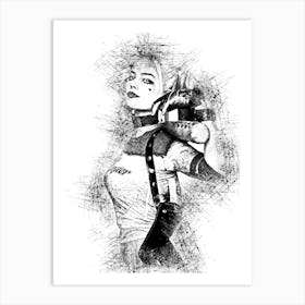 Margot Robbie Harley Quinn Sketch Art Print