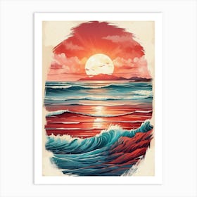 Sunset At The Beach 3 Art Print