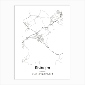 Bisingen,Germany Minimalist Map Art Print