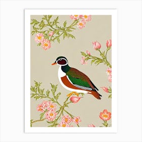Wood Duck William Morris Style Bird Art Print