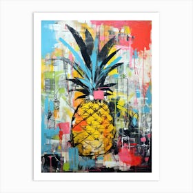 Pineapple Dreams: Basquiat-Inspired Street Art Art Print