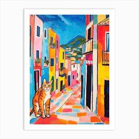 Painting Of A Cat In Palma De Mallorca Spain 4 Art Print