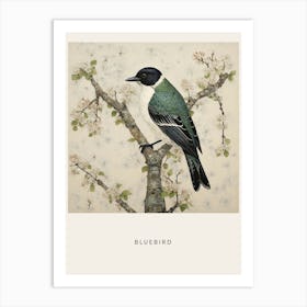 Ohara Koson Inspired Bird Painting Bluebird 2 Poster Art Print