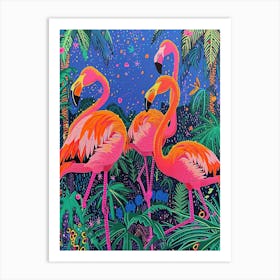 Greater Flamingo Bolivia Tropical Illustration 3 Art Print