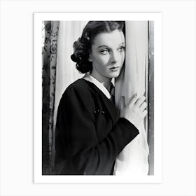 Vivien Leigh British Actress Wearing A Dark Jacket Posing Beside A White Curtain, In A Studio Portrait, Circa 1940 Art Print