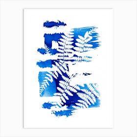 Abstract Blue Ferns Art Print