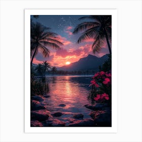 Sunset In Hawaii Art Print