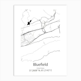 Bluefield,United States Minimalist Map Art Print