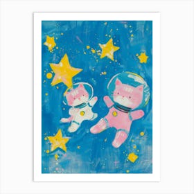 Pink Cat In Space Art Print