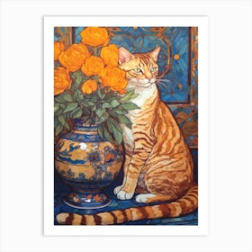 Marigold With A Cat 4 Art Nouveau Style Art Print