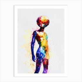 Disco Ball Man Watercolor Painting Art Print