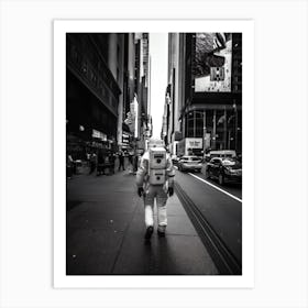Astronaut In New York City Black And White Photo Art Print