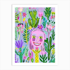 Girl In A Garden 1 Art Print