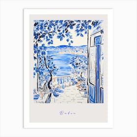 Budva Montenegro 3 Mediterranean Blue Drawing Poster Art Print