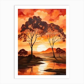 Sunset Trees Art Print