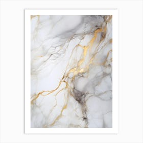 White Gold Marble Texture Art Print
