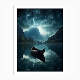 Boat On A Lake Art Print