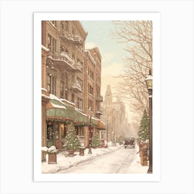 Vintage Winter Illustration Chicago Usa 3 Art Print